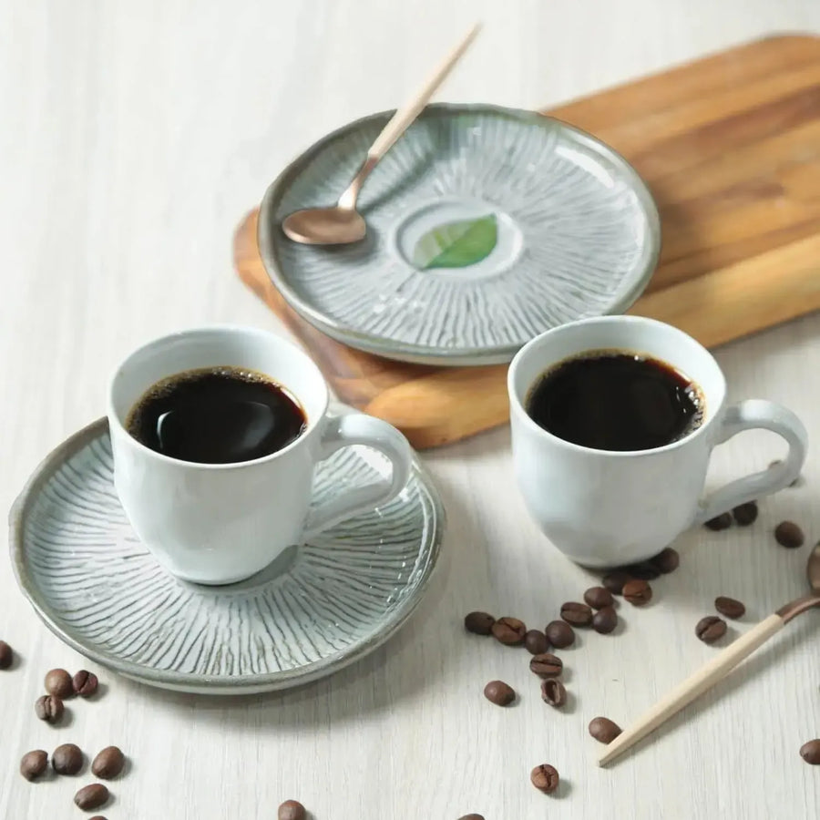 Jogo 6 Xícaras de Café com Pires Stoneware Bio Evergreen 120ml Porto Brasil