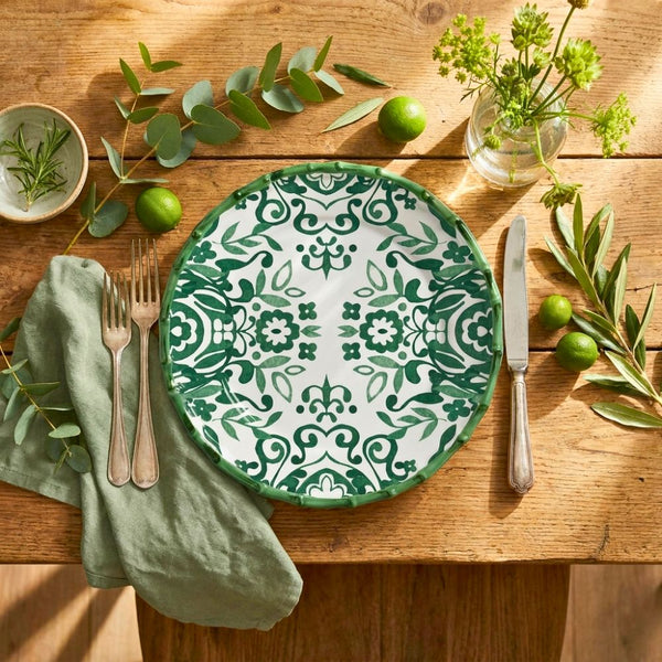 Jogo 4 Pratos Rasos Cerâmica Dolce Verde 27,5cm Maison Blanche