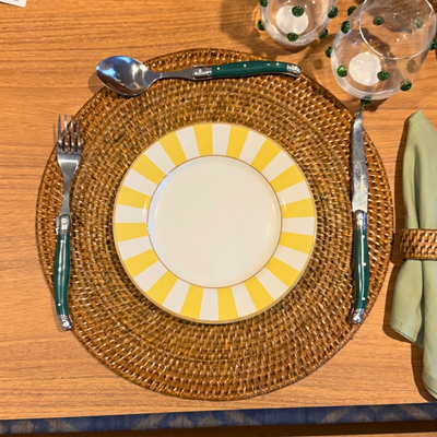 PRÉ-VENDA: Jogo 6 Pratos Sobremesa Cerâmica Stripe Amarelo 21cm Alleanza