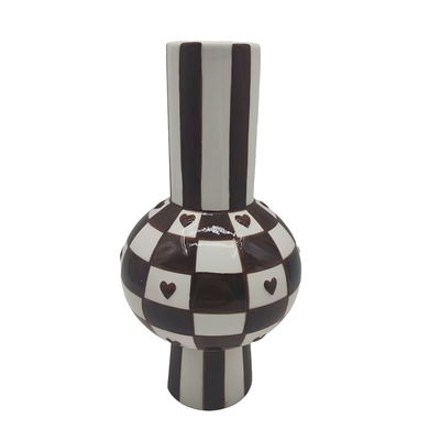 Vaso Cerâmica Checker Love 14x27,5cm
