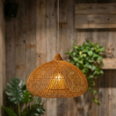 Luminária Artesanal Rattan Natural Ayla 80x51cm Bahali