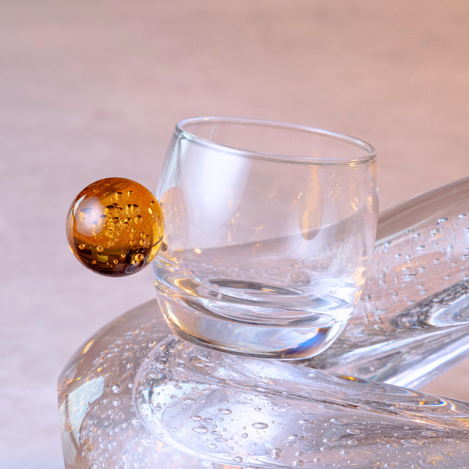 Jogo de 6 Xícaras de Café Esfera Vidro Âmbar Linha Sintonia 90ml