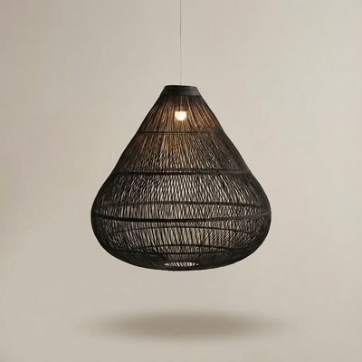 Luminária Artesanal Rattan Natural Preto Amaya 80x77cm Bahali