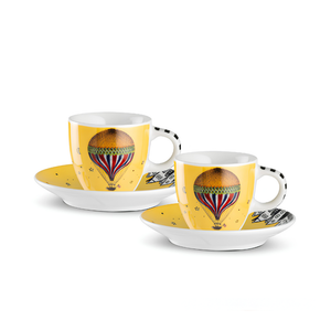Conjunto 2 Xícaras Espresso com Pires 100ml Amarelo Giramondo Egan