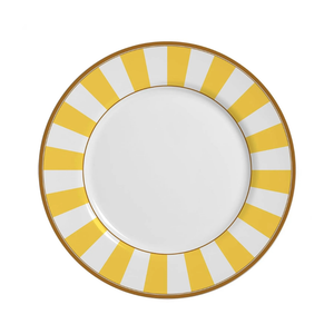PRÉ-VENDA: Jogo 6 Pratos Rasos Cerâmica Stripe Amarelo 29cm Alleanza
