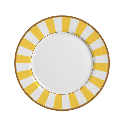 PRÉ-VENDA: Jogo 6 Pratos Rasos Cerâmica Stripe Amarelo 29cm Alleanza