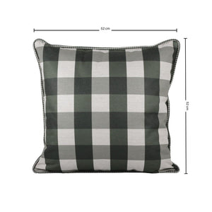 Almofada Linho 52X52 Estampa Xadrez Grande Verde Com Cordão