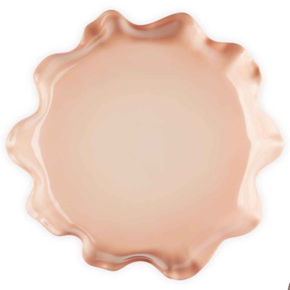 Suporte para Bolo Cerâmica Ruffle Shell Pink 28cm Le Creuset