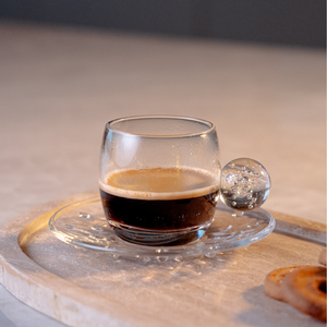 Jogo de 6 Xícaras de Café Esfera Vidro Transparente Linha Sintonia 90ml