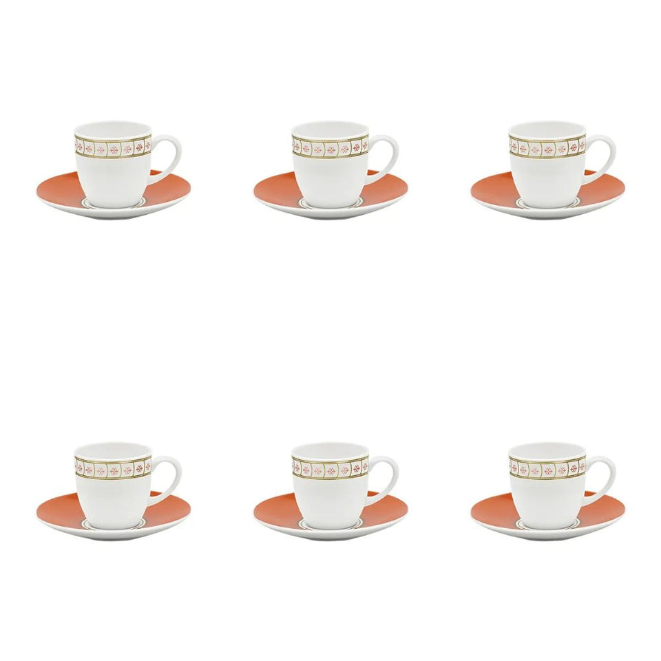 Conjunto com 6 Xícaras de Café Porcelana Colline 100ml Strauss