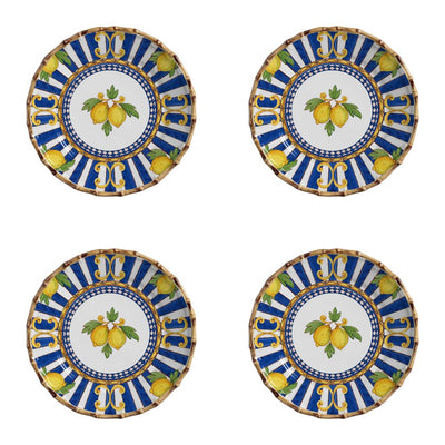 Jogo 4 Pratos Rasos Cerâmica Taormina Limão 27,5cm Maison Blanche
