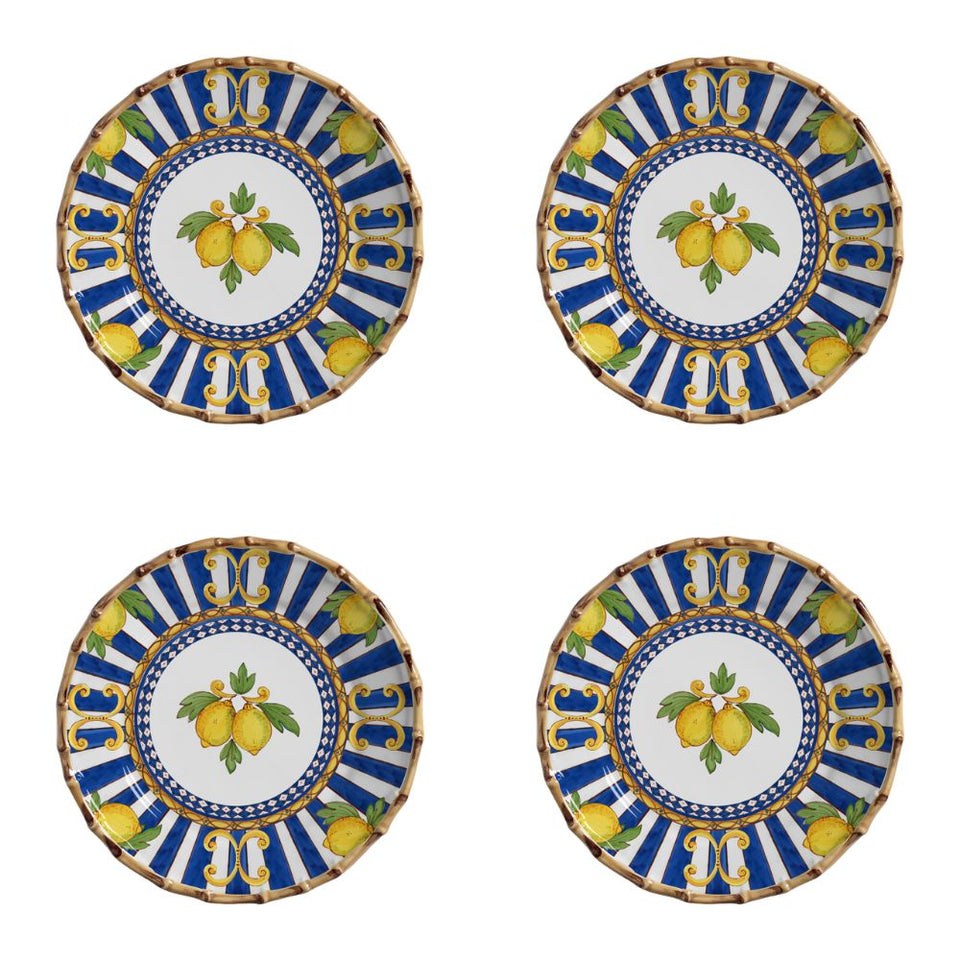 Jogo 4 Pratos Rasos Cerâmica Taormina Limão 27,5cm Maison Blanche