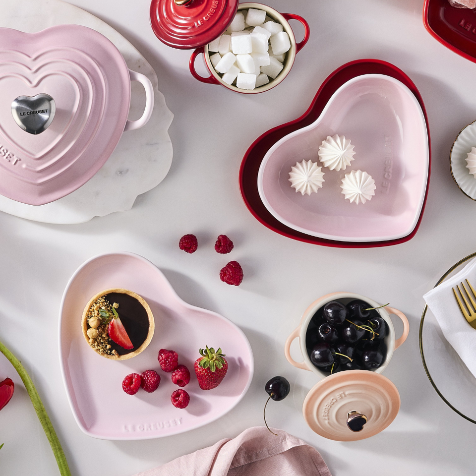 PRÉ-VENDA: Kit 2 Pratos Coração Shell Pink 13cm Le Creuset