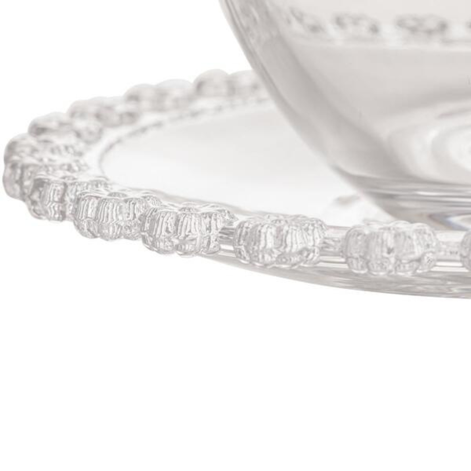 Conjunto 4 Xícaras Chá Cristal  de Chumbo com Pires Daisy 170ml Wolff