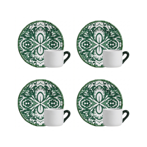 Jogo 4 Xícaras de Café Cerâmica Dolce Mare Verde 100ml Maison Blanche