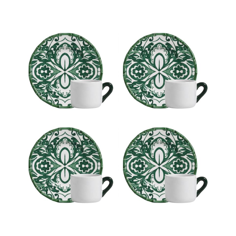 Jogo 4 Xícaras de Café Cerâmica Dolce Mare Verde 100ml Maison Blanche