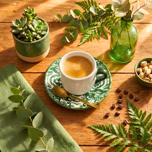 Jogo 4 Xícaras de Café Cerâmica Dolce Mare Verde 100ml Maison Blanche