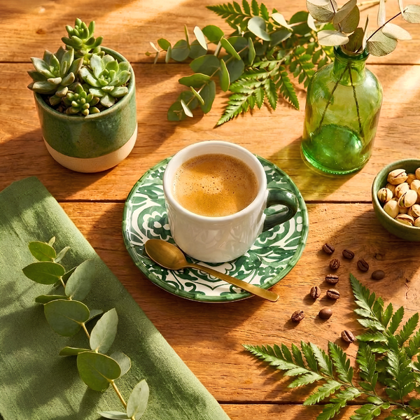 Jogo 4 Xícaras de Café Cerâmica Dolce Mare Verde 100ml Maison Blanche
