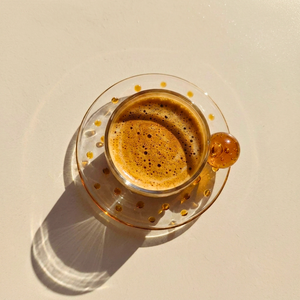 Jogo de 6 Xícaras de Café Esfera Vidro Âmbar Linha Sintonia 90ml