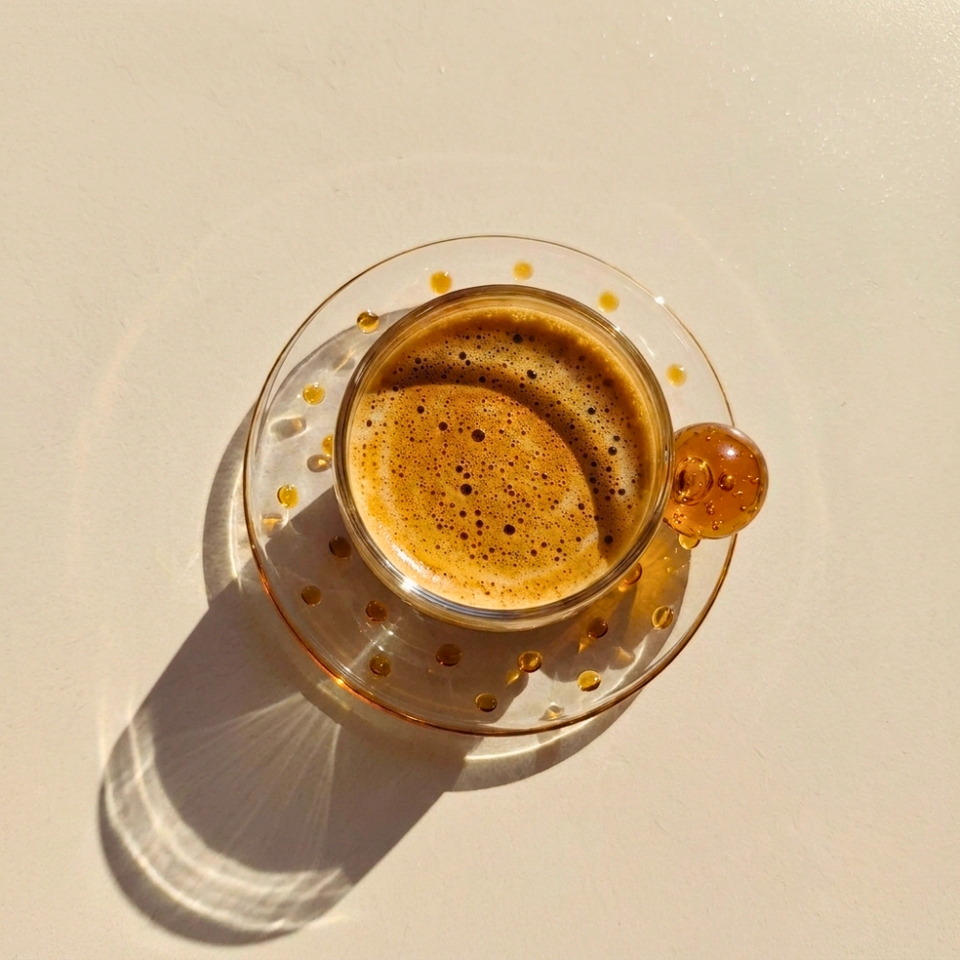 Jogo de 6 Xícaras de Café Esfera Vidro Âmbar Linha Sintonia 90ml