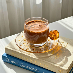 Jogo de 6 Xícaras de Café Esfera Vidro Âmbar Linha Sintonia 90ml