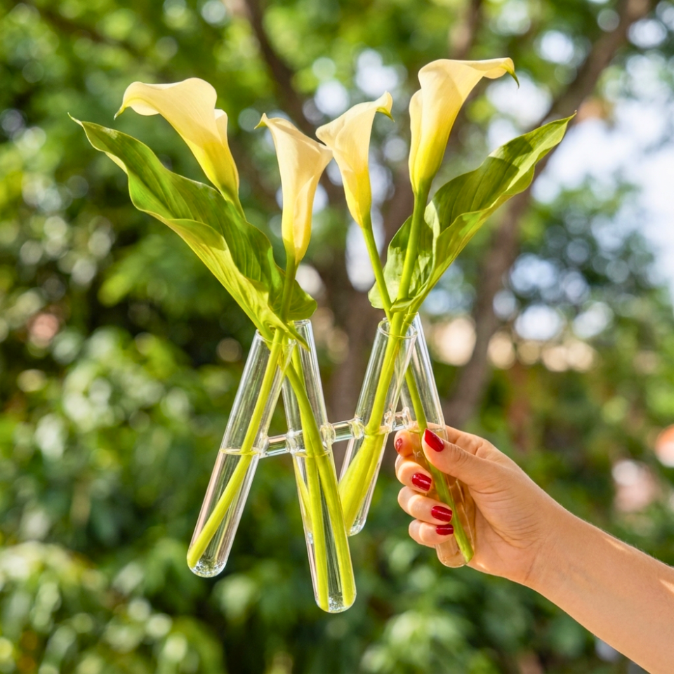 Vaso 4 Tubos em Vidro Transparente Floratório 2X25