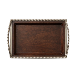 Bandeja Retangular Madeira com Alças Bolinhas Object Bahali 8x30x20cm
