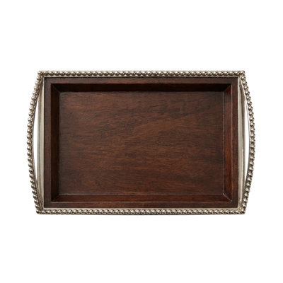 Bandeja Retangular Madeira com Alças Bolinhas Object Bahali 8x30x20cm
