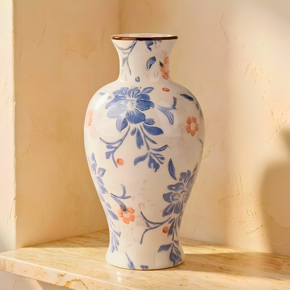 Vaso Vintage Botânico Cerâmica 30cm