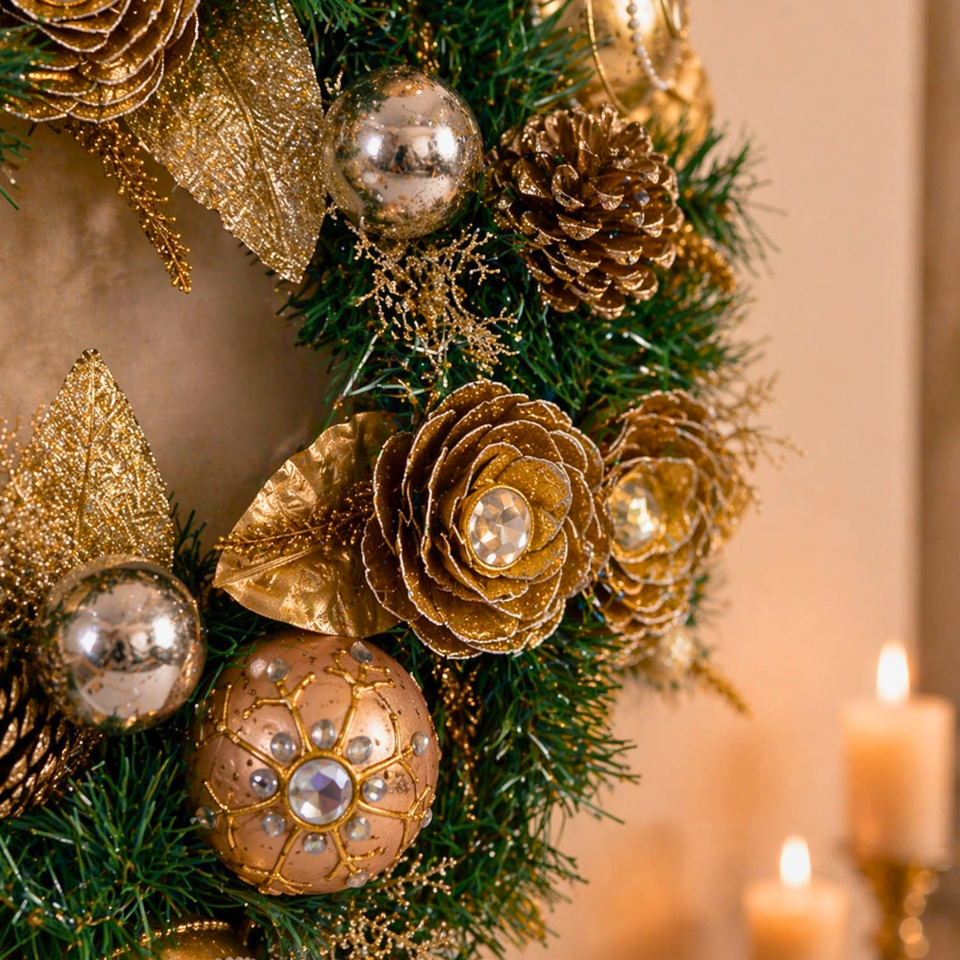 Guirlanda Gold Elegant Decorativa Natal 51cm