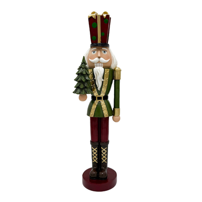 Adorno Decorativo Natal Resina Soldado Verde e Vermelho Quebra Nozes
