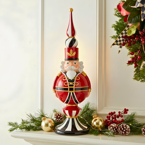 Soldado Quebra Nozes Natal Resina Vermelho e Preto