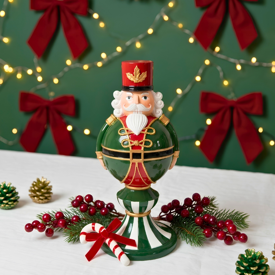 Soldado Quebra Nozes Topiaria Natal Resina Vermelho e Verde