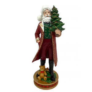 Papai Noel com Árvore Natal Resina Vermelho e Verde
