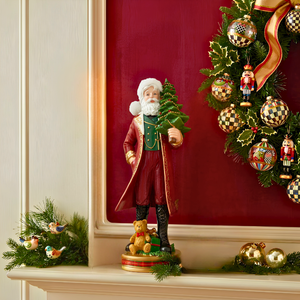 Papai Noel com Árvore Natal Resina Vermelho e Verde