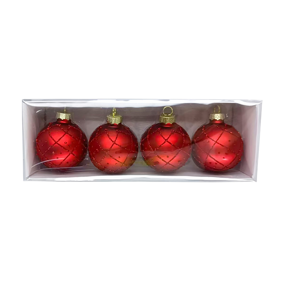Conjunto 4 Marcadores de Lugar Vidro Vermelho