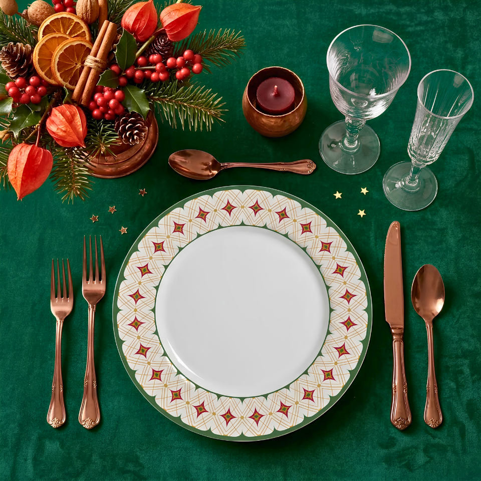 Jogo 6 Pratos Rasos Desejo de Natal 29cm Alleanza