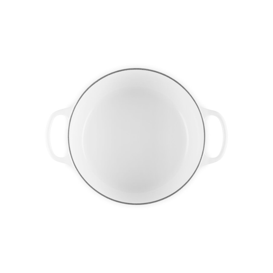 PRÉ-VENDA: Panela Redonda Signature Petal Branco Pegador Dourado 5,3L 26cm Le Creuset