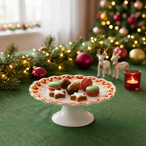 Porta Petit Four com Pé Cerâmica Noite de Brinquedos Scalla