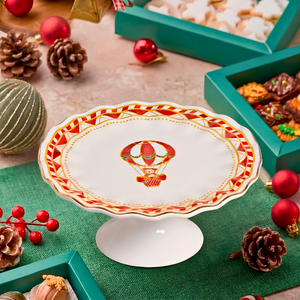 Porta Petit Four com Pé Cerâmica Noite de Brinquedos Scalla