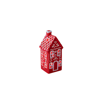 Adorno Casa Ginger Bread Cerâmica Iluminada Natal Vermelho 13,5cm Tuut