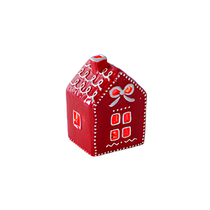 Adorno Casa Ginger Bread Cerâmica Iluminada Natal Vermelha 11cm Tuut