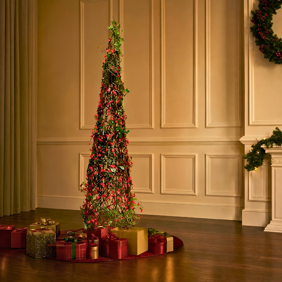 Árvore de Natal Decorativa Rustica Rattan 16x60cm