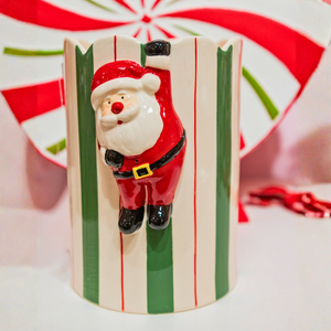 Vaso Papai Noel Natal Cerâmica Tuut