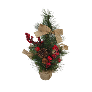 Árvore de Natal Decorativa Pinha Berries e Laço Rústico 49cm Tuut