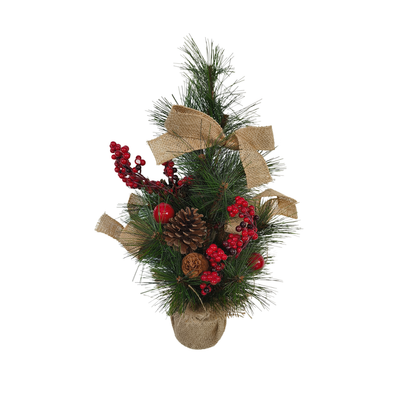 Árvore de Natal Decorativa Pinha Berries e Laço Rústico 49cm Tuut