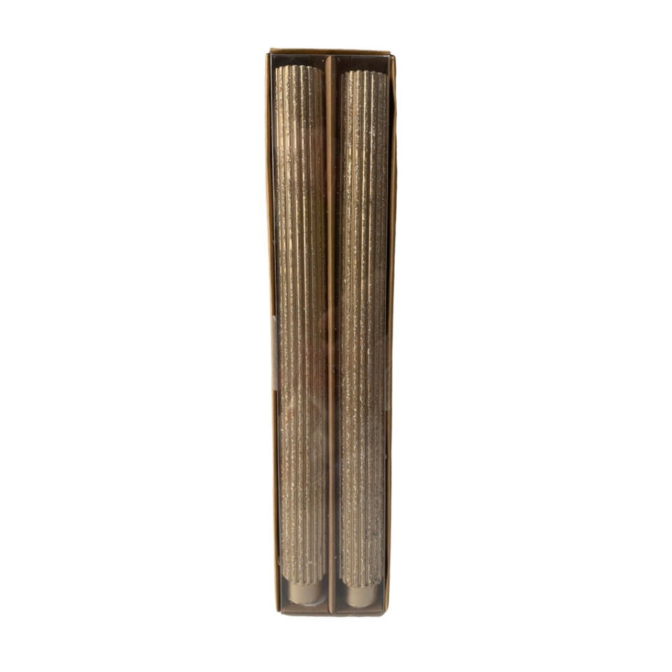 Conjunto 2 Velas Decorativas Natal Parafina Caneladas Douradas
