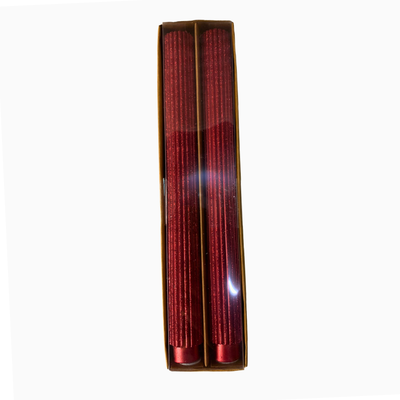 Conjunto 2 Velas Decorativas Natal Parafina Caneladas Vermelho