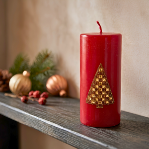 Vela Decorativa Árvore Natal Parafina Vermelha Grande