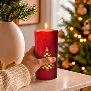 Vela Decorativa Árvore Natal Parafina Vermelha Grande